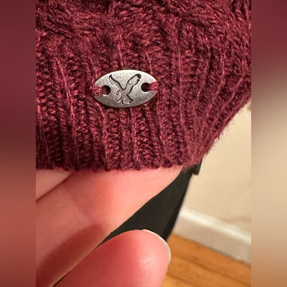 American Eagles Outfitters Red knitted Long Sheer Sleeves Sweater SZ S Good Cond - Picture 4 of 13